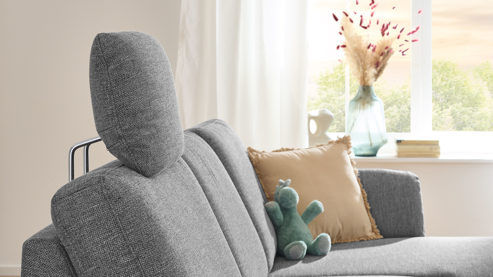 Kopfstütze modulmaster aus Stoff in Grau Modulmaster MM-ZE080 - Comfort-Kopfstütze CKS stahlgraues Flachgewebe Unica - ca. 50 x 28 cm