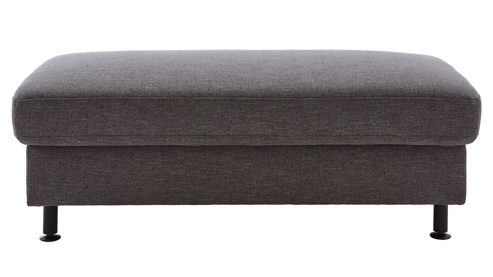 Polsterhocker modulmaster aus Stoff in Grau Modulmaster MM-ZE1080 - XXL-Polsterhocker stahlgraues Flachgewebe Unica & schwarze Metallfüße – ca.  130 x 65 cm