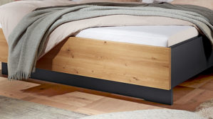 Bettgestell PARTNERRING COLLECTION aus Holz in Schwarz PARTNERRING COLLECTION Schlafzimmerprogramm Manhattan - Bettgestell Graphit & Eiche Bianco - Liegefläche ca. 180 x 200 cm