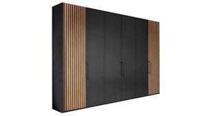 Kleiderschrank PARTNERRING COLLECTION aus Holz in Schwarz PARTNERRING COLLECTION Schlafzimmerprogramm Manhattan - Kleiderschrank Graphit & Eiche Bianco - sechs Türen, Breite ca. 300 cm