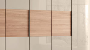 Kleiderschrank PARTNERRING COLLECTION aus Holz in Beige PARTNERRING COLLECTION Schlafzimmerprogramm Verona - Kleiderschrank Champagner & Eiche - sechs Türen, Breite ca. 300 cm