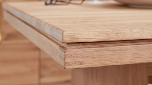 Esstisch Decker aus Holz in Holzfarben DECKER Massivholztisch bzw. Esszimmertisch Voltera Plus biancofarbene Wildeiche – ca. 160 x 90 cm