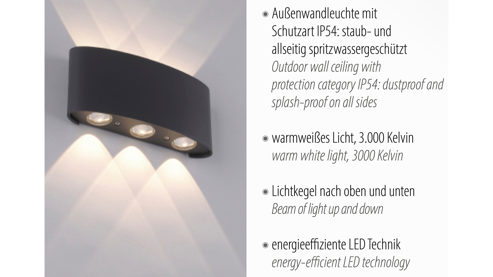 Wandleuchte Paul neuhaus aus Metall in Anthrazit Paul Neuhaus Außen-Wandleuchte Carlo anthrazitfarbenes Aluminium - halbrund, Länge ca. 17 cm