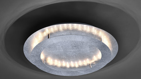 Deckenleuchte Paul neuhaus aus Metall in Metallfarben Paul Neuhaus LED-Deckenleuchte Nevis silberfarbenes, gehämmertes Metall – Durchmesser ca. 50 cm