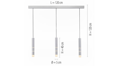 Pendelleuchte Paul neuhaus aus Metall in Aluminium NeuhausPURE® Leuchten Serie Vega alufarbenes Metall - Länge ca. 120 cm