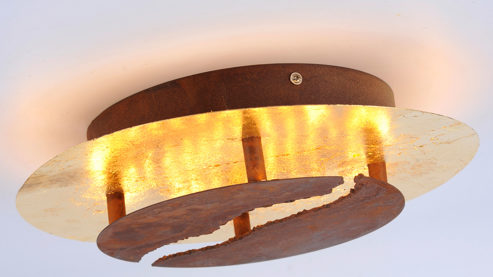 Deckenleuchte Paul neuhaus aus Metall in Metallfarben Paul Neuhaus Nevis - Deckenlampe rost- & goldfarbenes Metall – Durchmesser ca. 30 cm