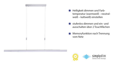 Pendelleuchte Paul neuhaus aus Metall in Metallfarben Paul Neuhaus Hängelampe Adriana aluminiumfarbener Stahl – Länge ca. 120 - 179 cm
