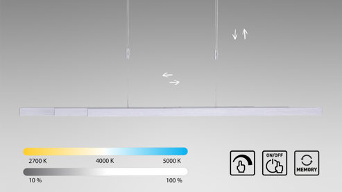 Pendelleuchte Paul neuhaus aus Metall in Metallfarben Paul Neuhaus Hängelampe Adriana aluminiumfarbener Stahl – Länge ca. 120 - 179 cm