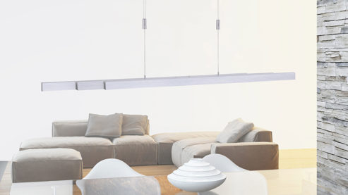 Pendelleuchte Paul neuhaus aus Metall in Metallfarben Paul Neuhaus Hängelampe Adriana aluminiumfarbener Stahl – Länge ca. 120 - 179 cm