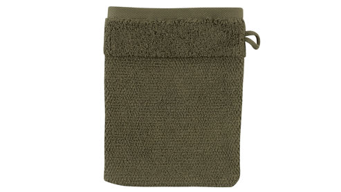 Waschhandschuh Interliving aus Naturfaser in Dunkelgrün Interliving Handtuch Serie 9108 - Waschhandschuh olivgrüne Baumwolle  - ca. 16 x 20 cm