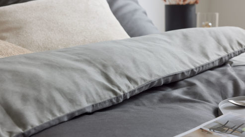 Bettwäsche-Set Interliving aus Stoff in Grau Interliving Bettwäsche Serie 9128 Baumwollsatin in Grau & Anthrazit - ca. 155 x 220 cm