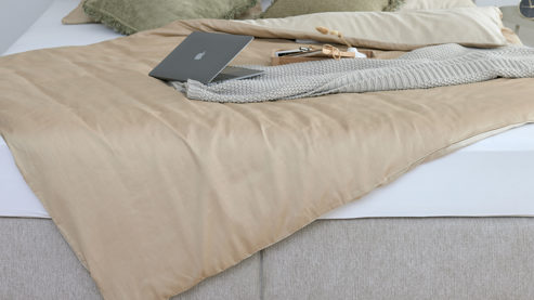 Bettwäsche-Set Interliving aus Stoff in Creme Interliving Bettwäsche Serie 9128 Baumwollsatin in Creme & Sand - ca. 135 x 200 cm