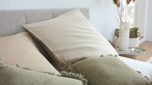 Bettwäsche-Set Interliving aus Stoff in Creme Interliving Bettwäsche Serie 9128 Baumwollsatin in Creme & Sand - ca. 155 x 220 cm