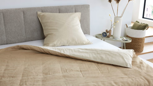 Bettwäsche-Set Interliving aus Stoff in Creme Interliving Bettwäsche Serie 9128 Baumwollsatin in Creme & Sand - ca. 155 x 220 cm
