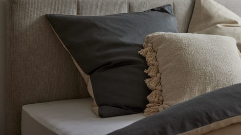 Bettwäsche-Set Interliving aus Stoff in Beige Interliving Bettwäsche Serie 9128 Baumwollsatin in Sand & Anthrazit - ca. 135 x 200 cm