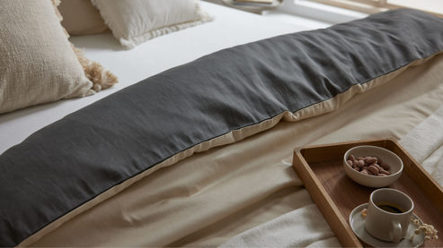 Bettwäsche-Set Interliving aus Stoff in Beige Interliving Bettwäsche Serie 9128 Baumwollsatin in Sand & Anthrazit - ca. 155 x 220 cm