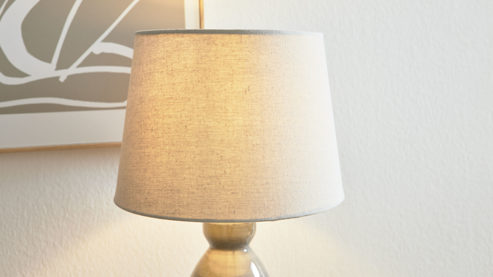 Tischleuchte Interliving aus Keramik in Grau Interliving Leuchten Serie 9346 - Tischlampe graue Keramik – Höhe ca. 37 cm