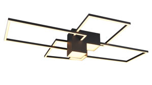 Deckenleuchte Interliving aus Holz in Schwarz Interliving Leuchten Serie 9348 - Deckenlampe schwarzes Metall - Länge ca. 110 cm