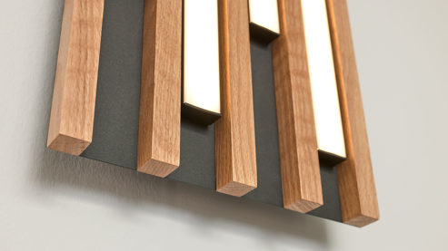 Deckenleuchte Interliving aus Holz in Schwarz Interliving Leuchten Serie 9347 - Deckenlampe Holz - ca. 26 x 70 cm