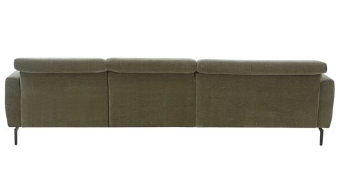 Ecksofa modulmaster aus Stoff in Grün Modulmaster Serie MM-ZE1195 - Ecksofa olivgrünes Flachgewebe Maranta & schwarze Metallfüße – Stellfläche ca. 191 x 305 cm