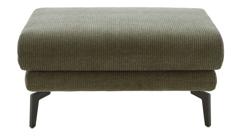 Polsterhocker modulmaster aus Stoff in Grün Modulmaster Serie MM-ZE1195 - XL-Hocker olivgrünes Flachgewebe Maranta & schwarze Metallfüße – ca.  90 x 66 cm