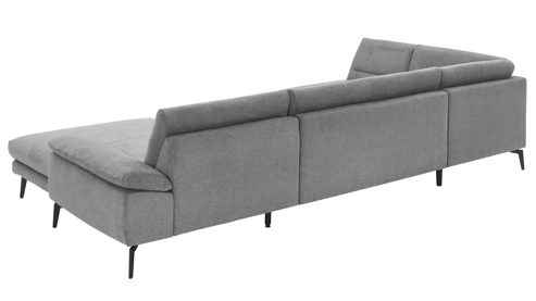 Ecksofa modulmaster aus Stoff in Grau Modulmaster Serie MM-ZE1190 - Wohnlandschaft graues Flachgewebe Cyber & schwarze Metallfüße – Stellfläche ca. 208 x 345 cm
