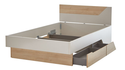Einzelbett Möbel rudolf aus Holz in Weiß Jugendzimmer Serie ZE 1 - Kojenbett Weiß & Eichefarben - Liegefläche ca. 120 x 200 cm