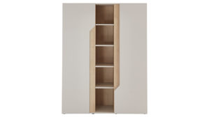 Kleiderschrank Möbel rudolf aus Holz in Weiß Jugendzimmer Serie ZE 1 - Kleiderschrank Weiß & Eichefarben - ca. 154 x 202 cm