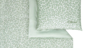 Bettwäsche-Set Ibena® aus Stoff in Grün IBENA® s.Oliver Leoparden Bettwäsche olivegrüne Mako-Satin – zweiteilig, ca. 140 x 200 cm