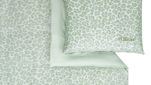 Bettwäsche-Set Ibena® aus Stoff in Grün IBENA® s.Oliver Leoparden Bettwäsche olivegrüne Mako-Satin – zweiteilig, ca. 135 x 200 cm