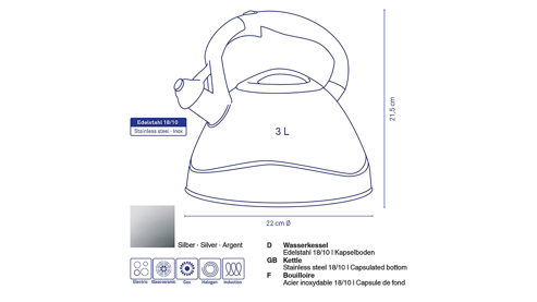 Wasserkessel Kela | keck & lang aus Metall in Rot Wasserkessel Rot & Schwarz - ca. 22 x 22 cm
