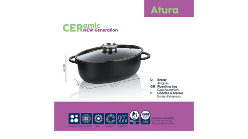 Bräter Kela | keck & lang aus Metall in Schwarz Bräter Atura Schwarz & Glas - ca. 45 x 28 cm