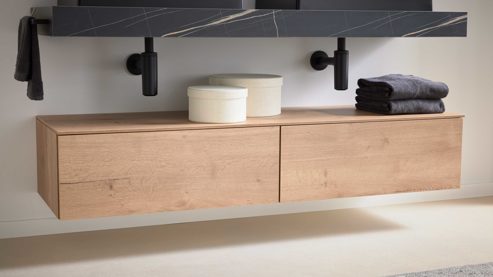 Unterschrank Interliving aus Holz in Holzfarben Interliving Bad Serie 3725 – Unterschrank-Set Eiche Sierra - zwei Schubladen, Länge ca. 160 cm