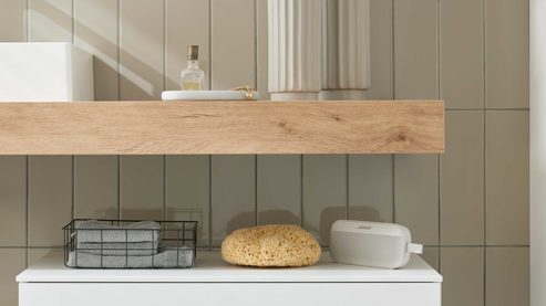 Waschtisch-Set / Waschbecken-Set Interliving aus Holz in Holzfarben Interliving Bad Serie 7490 – Konsolen-Set Eiche Sierra - Länge ca. 140 cm