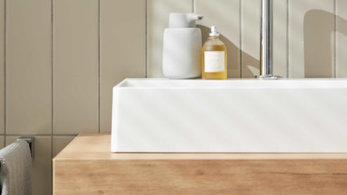 Waschtisch-Set / Waschbecken-Set Interliving aus Holz in Holzfarben Interliving Bad Serie 3725 – Konsolen-Set Eiche Sierra - Länge ca. 140 cm