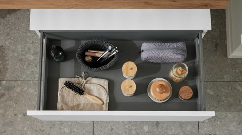 Unterschrank Interliving aus Holz in Weiß Interliving Bad Serie 7490 – Unterschrank-Set Alpinweiß - eine Schublade, Länge ca. 80 cm