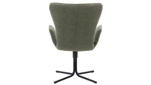 Polsterstuhl Interliving aus Stoff in Grün Interliving Esszimmer Serie 5121 – Armlehnstuhl mit Drehfunktion thymianfarbener Bouclé Alpine & schwarzes Metall