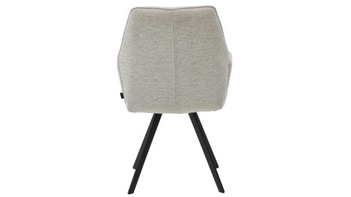 Polsterstuhl Interliving aus Stoff in Weiß Interliving Esszimmer Serie 5102 – Armlehnstuhl V322 leinenfarbener Jacquard Lodge L07 & schwarzes Eisen