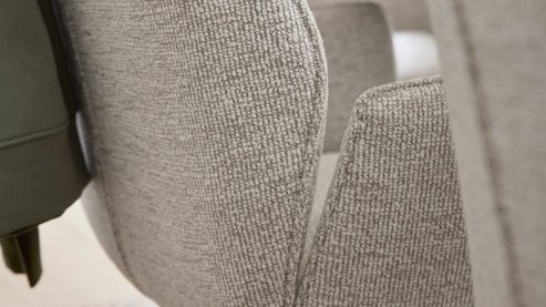 Polsterstuhl Interliving aus Stoff in Weiß Interliving Esszimmer Serie 5102 – Armlehnstuhl mit Drehfunktion leinenfarbener Jacquard Lodge L07 & schwarzes Eisen