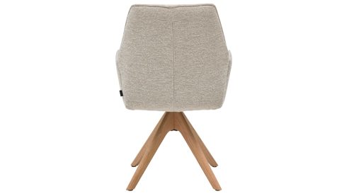 Polsterstuhl Interliving aus Stoff in Weiß Interliving Esszimmer Serie 5102 – Armlehnstuhl U512 mit Drehfunktion Eiche bianco & leinenfarbener Jacquard Lodge L07