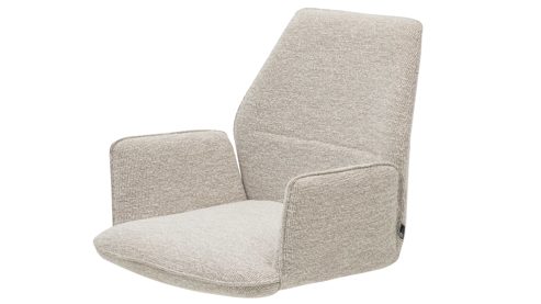 Polsterstuhl Interliving aus Stoff in Weiß Interliving Esszimmer Serie 5102 – Armlehnstuhl U322 mit Drehfunktion leinenfarbener Jacquard Lodge L07 & schwarzes Eisen