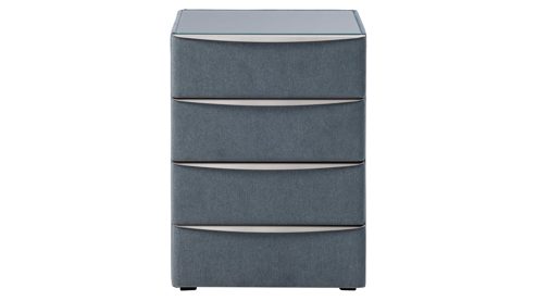 Nachtkommode Interliving aus Holz in Blau Interliving Boxspringbett Serie 1402 – Nachtkommode 49 stahlfarbene Mikrofaser Nele  – vier Schubladen