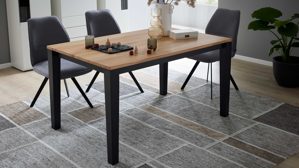 Auszugtisch Interliving aus Holz in Schwarz Interliving Esszimmer Serie 5102 – Auszugtisch Kernbuche & Mattschwarz - ca. 140 - 240 x 90 cm