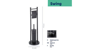 Toilettenbutler Kela | keck & lang aus Metall in Schwarz kela Toilettengarnitur Swing Schwarz – ca. 22 x 78 cm