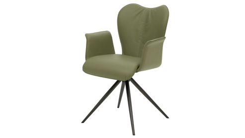 Polsterstuhl Interliving aus Leder in Grün Interliving Esszimmer Serie 5115 - Armlehnstuhl Aiko Four A32 jadefarbenes Leder LD7830 & umbragraues Metall