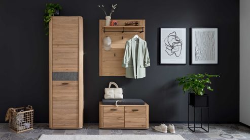 Garderoben-Set Interliving aus Holz in Holzfarben Interliving Garderoben Serie 6014 - Garderoben-Set Wildeiche & Granitfurnier - dreiteilig