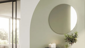 Wandspiegel KAWOO aus Holz in Graphit KAWOO Garderobenprogramm GW-Alviano - Wandspiegel Spiegel - ca. 60 cm Durchmesser