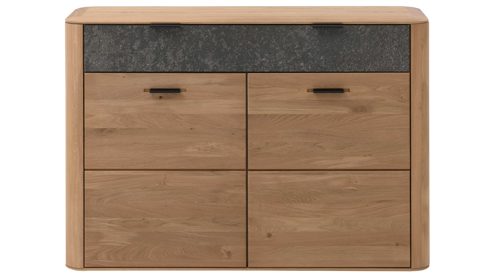 Schuhschrank Interliving aus Holz in Holzfarben Interliving Garderoben Serie 6014 - Schuhschrank Wildeiche & Granitfurnier - zwei Schubladen, zwei Türen, Breite ca. 135 cm