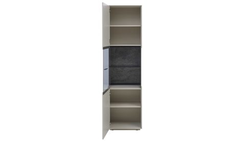 Wohnwand Interliving aus Holz in Weiß Interliving Wohnzimmer Serie 2030 PLUS - Wohnwand Sahara Creme & Granitfurnier - fünfteilig, Länge ca. 309 cm