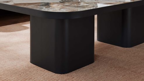 Couchtisch Interliving aus Keramik in Weiß Interliving Couchtisch Serie 6229 marmorfarbene Keramik Calcatta & schwarzer Stahl - ca. 140 x 80 cm